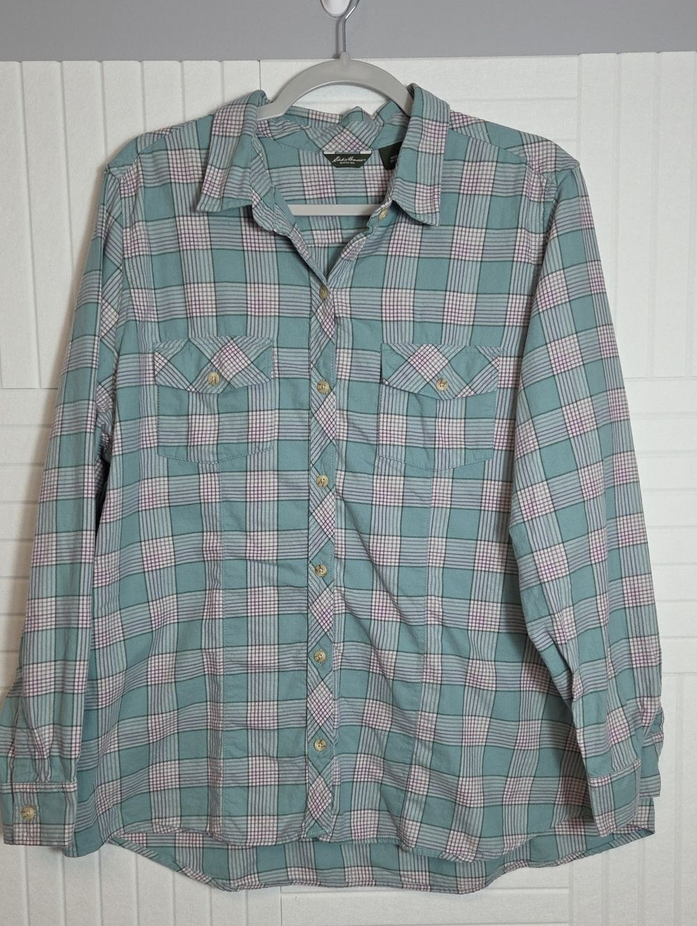 Eddie Bauer 100% Cotton Plannel Shirt Size XXL Teal Plaid